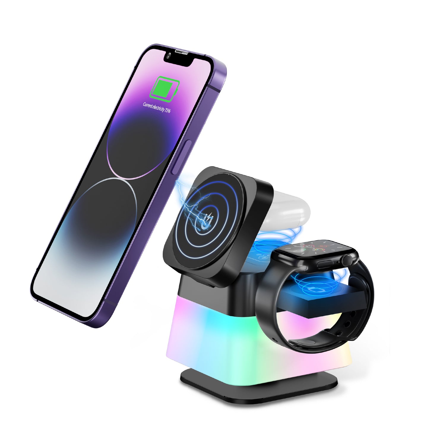 AuraCharge 360: The Ultimate Multi-Color Wireless Charging Station