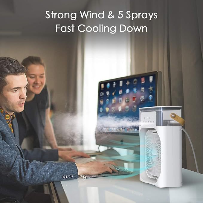 Portable Air Conditioner Fan, 3 Wind Speeds & 3 Spray Modes