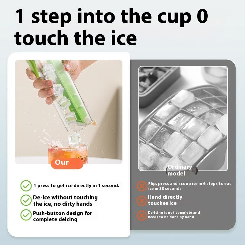 Food-Grade Ice Cube Mold with Storage Box: Press Ice Tray for Easy Ice Making