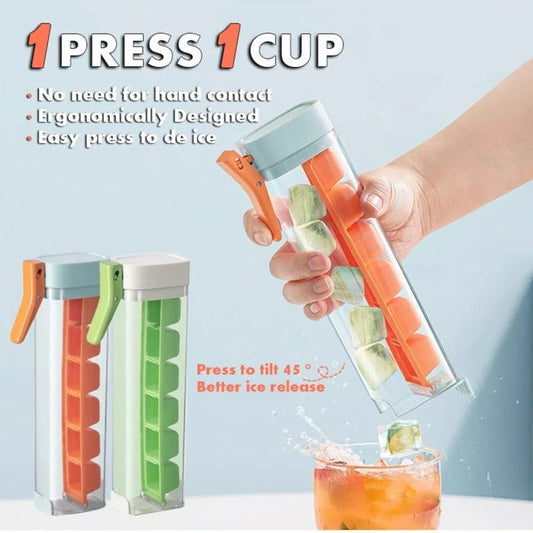 Food-Grade Ice Cube Mold with Storage Box: Press Ice Tray for Easy Ice Making