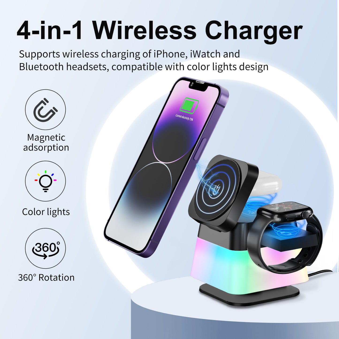 AuraCharge 360: The Ultimate Multi-Color Wireless Charging Station